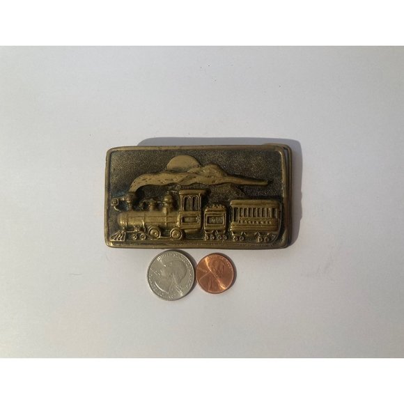 Vintage 1975 Belt Buckles, Train, Steam Engine, Adezy, Denver, - Picture 2 of 4